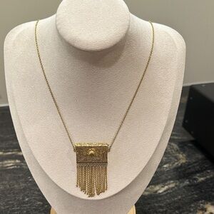 Chic Gold Fringe Purse Necklace